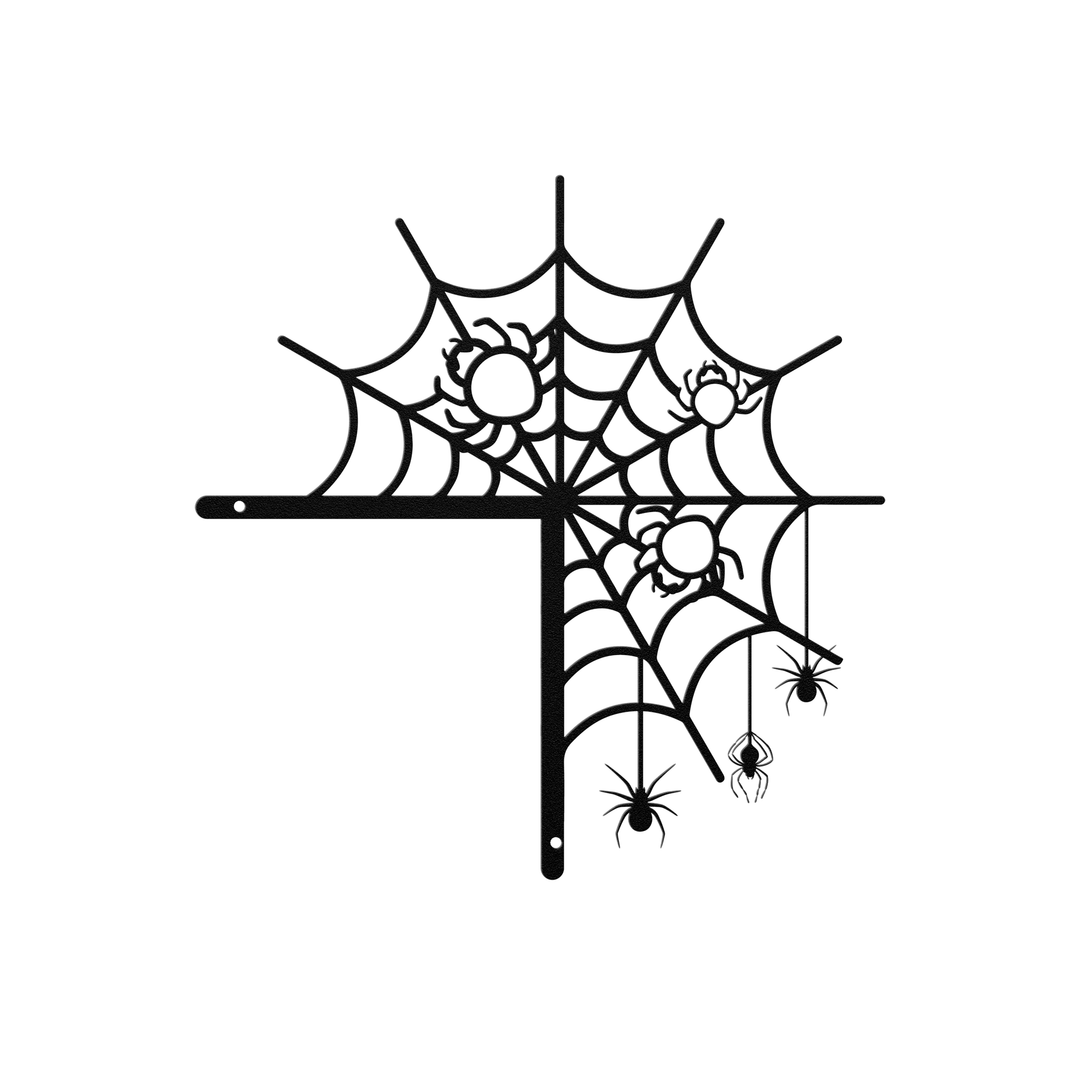 Die-Cut Metal Signs door corner Halloween art  spider web