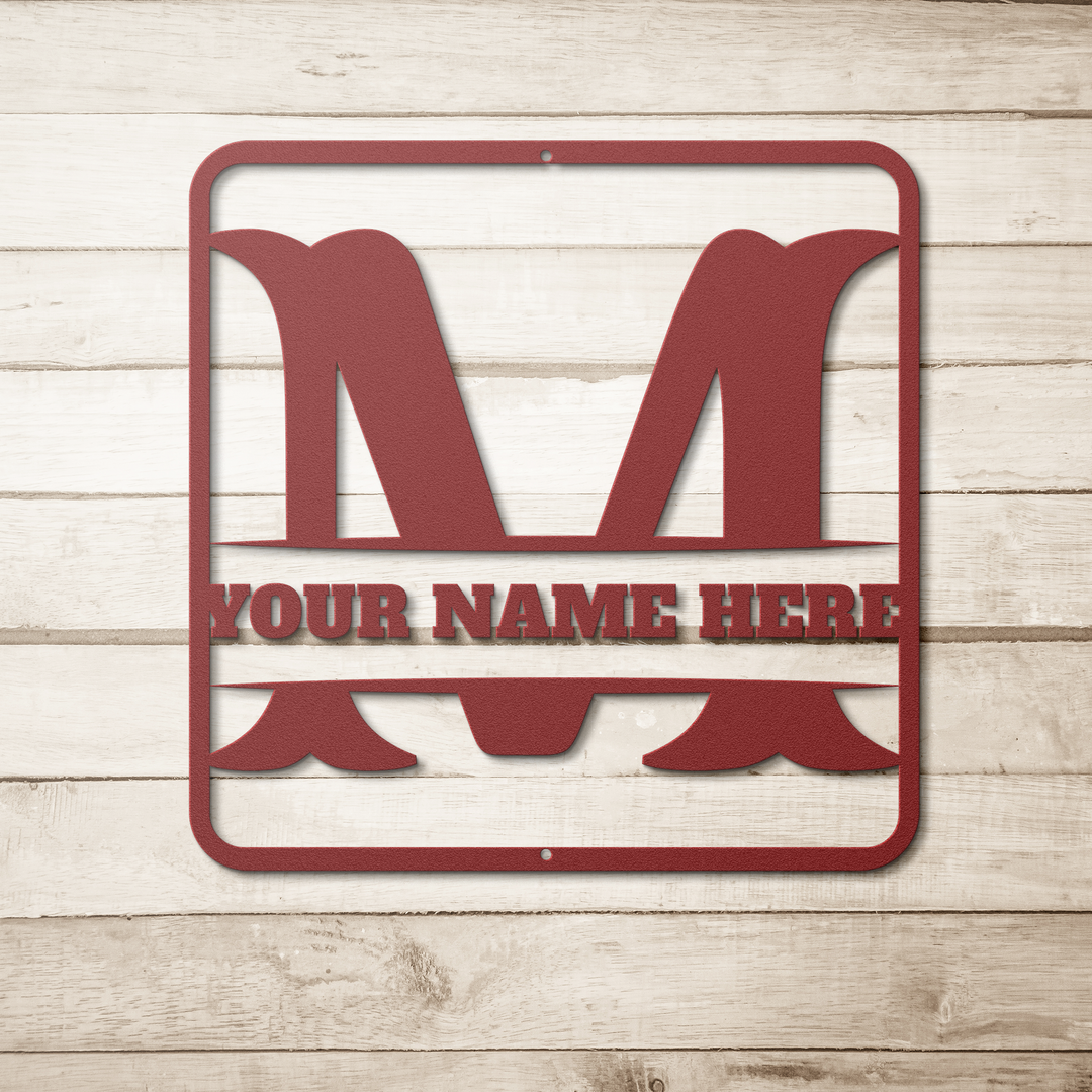 Die-Cut Metal Signs split monogram M