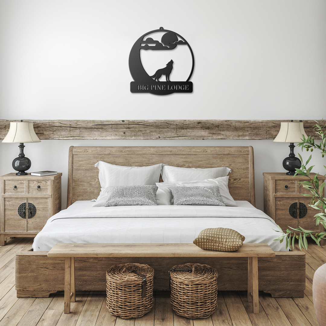 Custom Metal Wolf Sign - Rustic Outdoor Decor