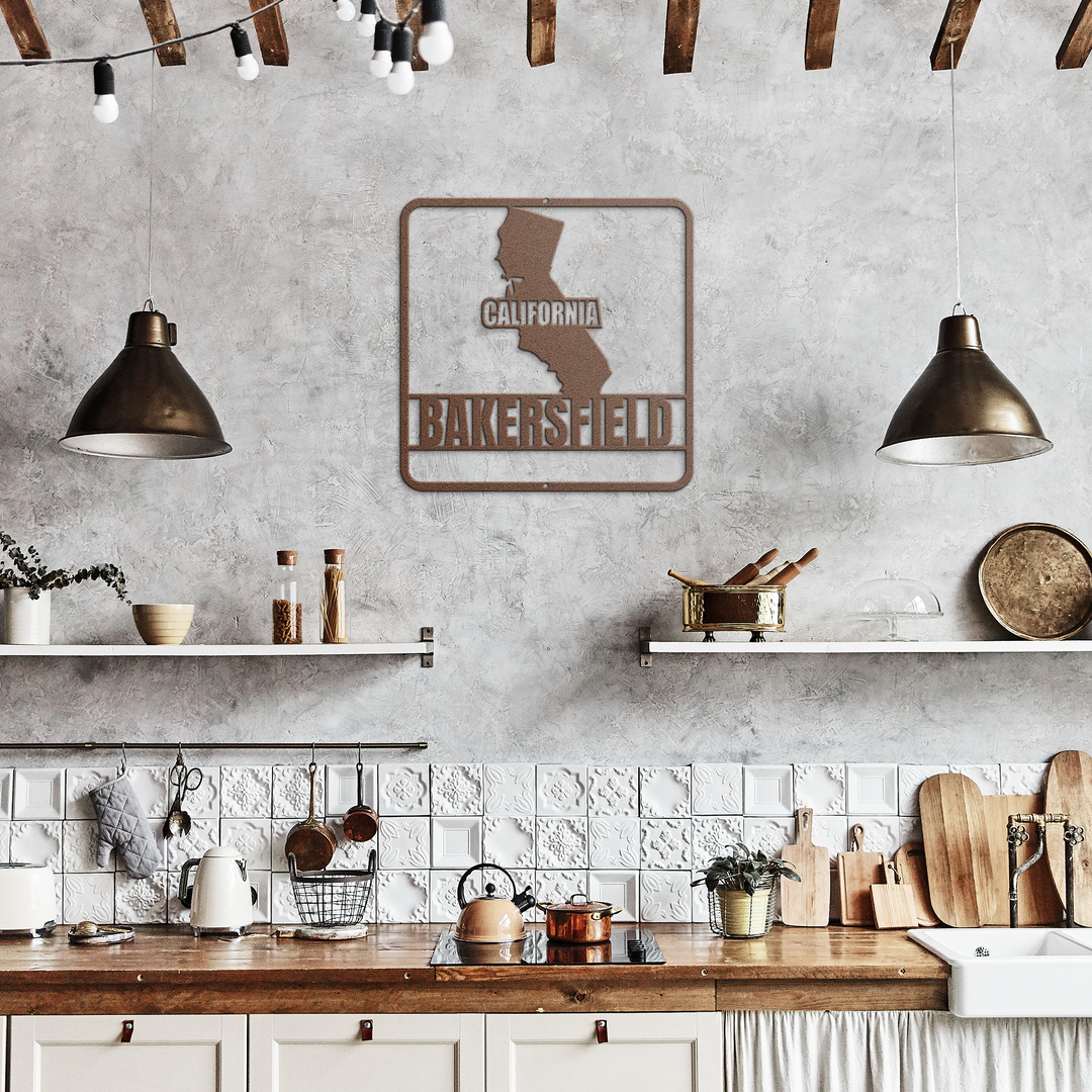 California Custom Metal State Sign, Personalized Wall Art