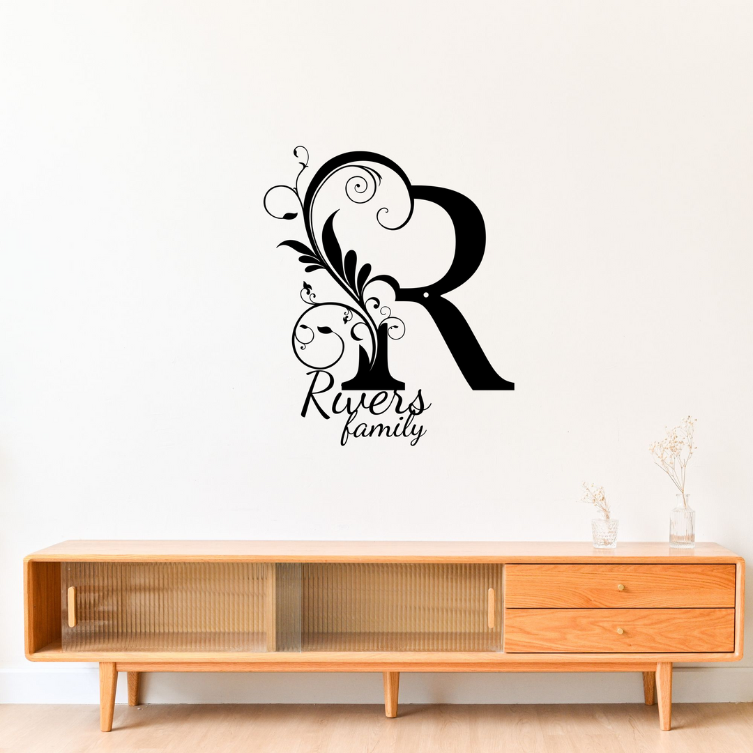 R monogram Personalized Metal Sign - Family Name Wall Art