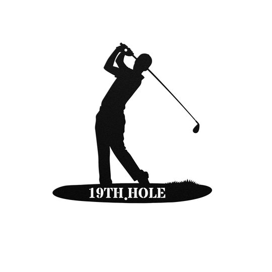 Custom Metal Signs with golfing image PERSONALIZED AnywherePOD Black 36 Inch