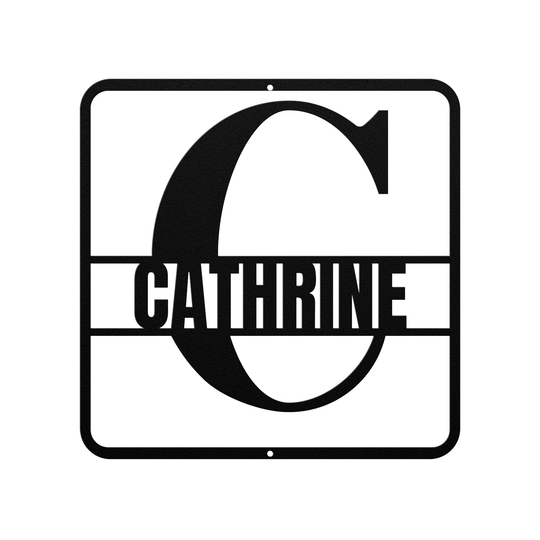 Metal Signs split monogram C personalized
