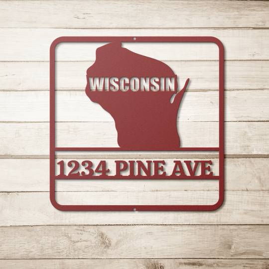 Wisconsin Custom Metal Address Sign - Personalized Outdoor Decor