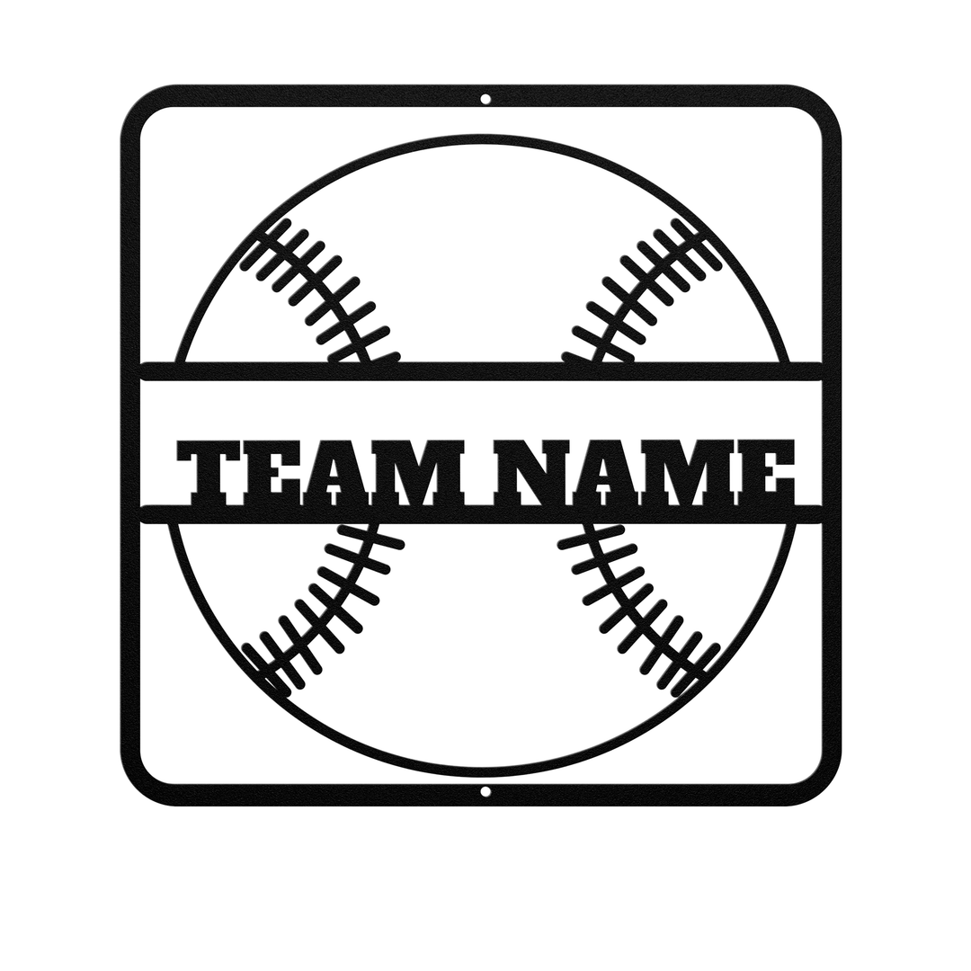 Die-Cut Metal Signs custom text with baseball image