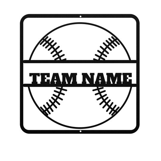 Die-Cut Metal Signs custom text with baseball image