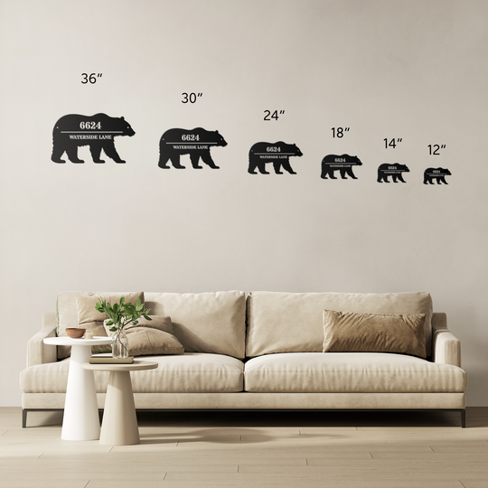 Die-Cut Metal Signs, Personalized Address Sign, Bear Image