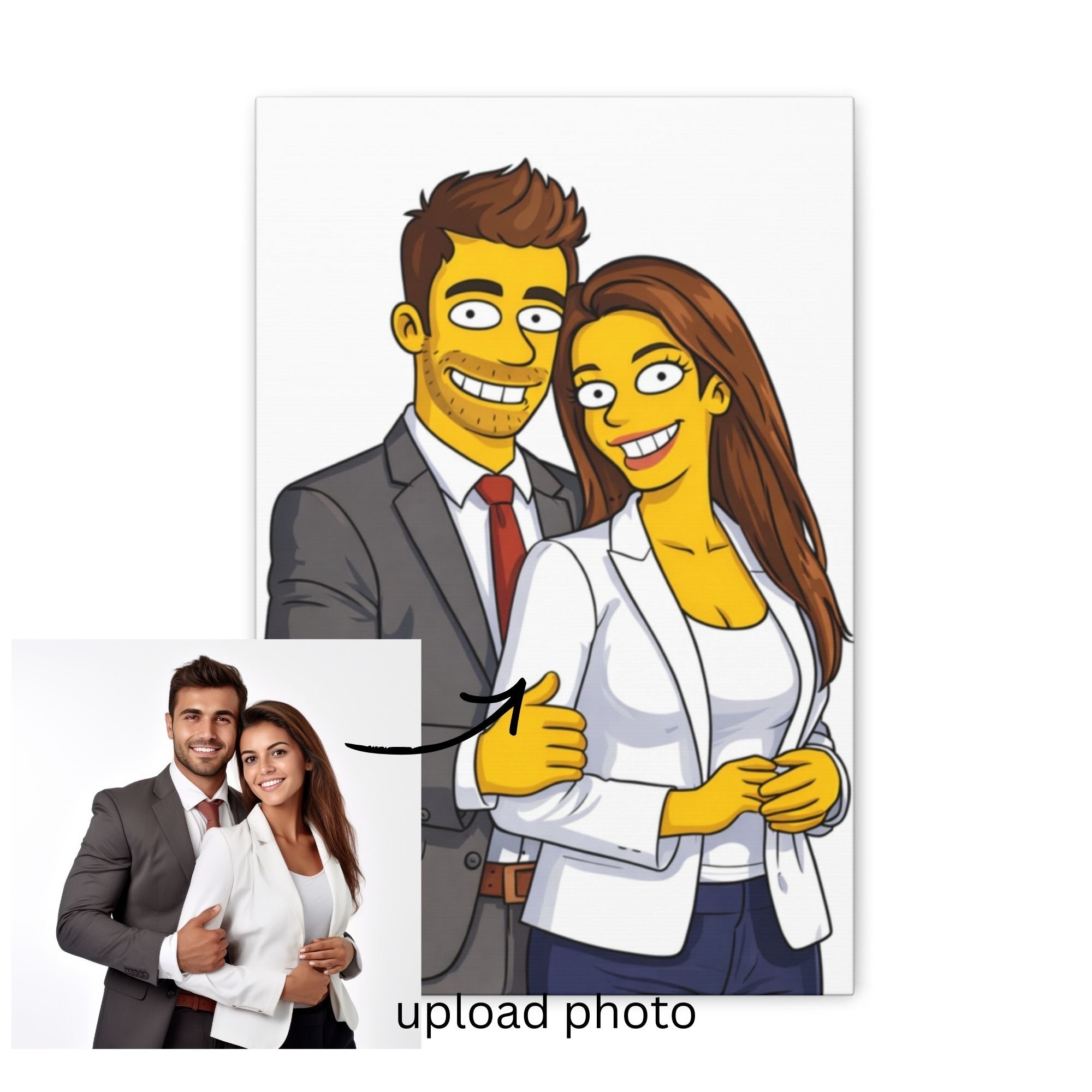 Custom Yellow Cartoon Portrait Canvas – Personalized Gift - Tailored Wall Expressions
