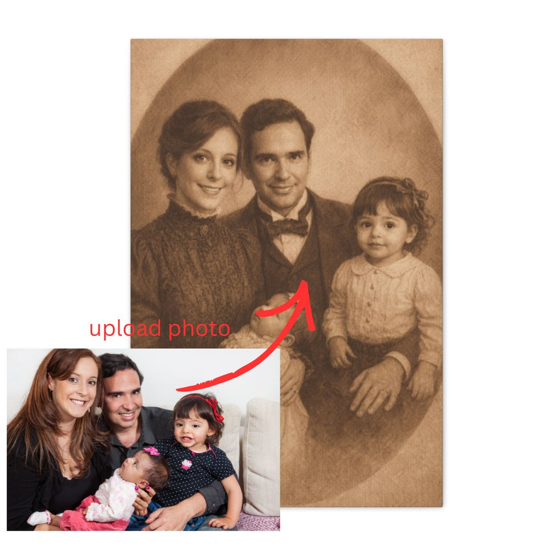 Custom Family Portrait Canvas, Vintage Style Wall Art