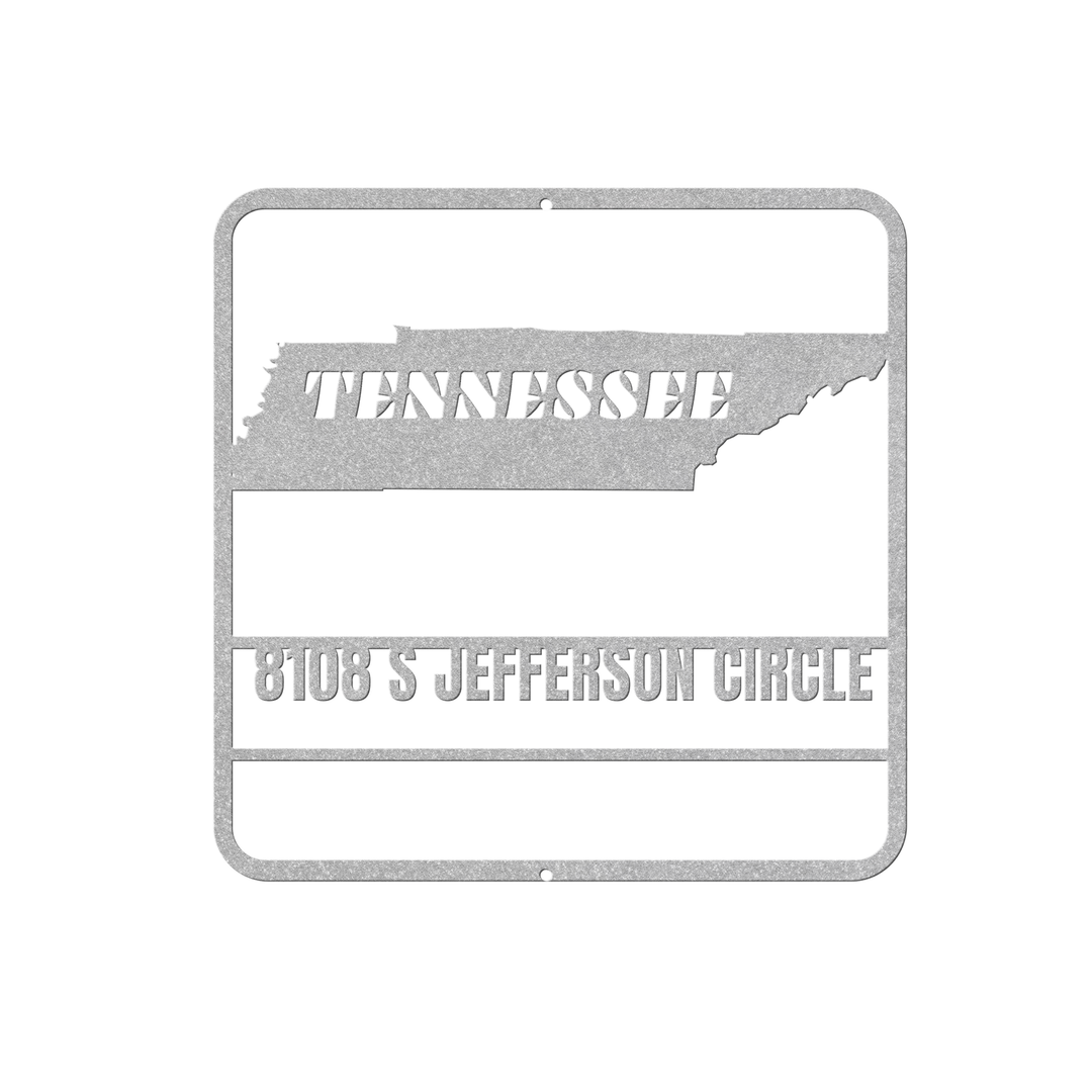 Tennessee Personalized Metal Address Sign for Home Entrance