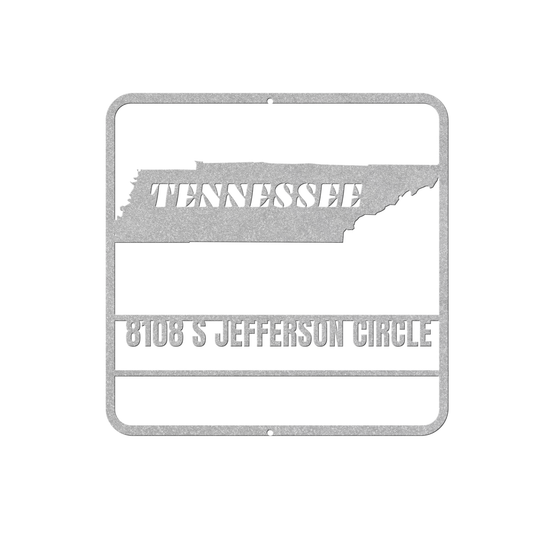 Tennessee Personalized Metal Address Sign for Home Entrance