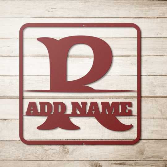 Die-Cut Metal Signs split monogram R