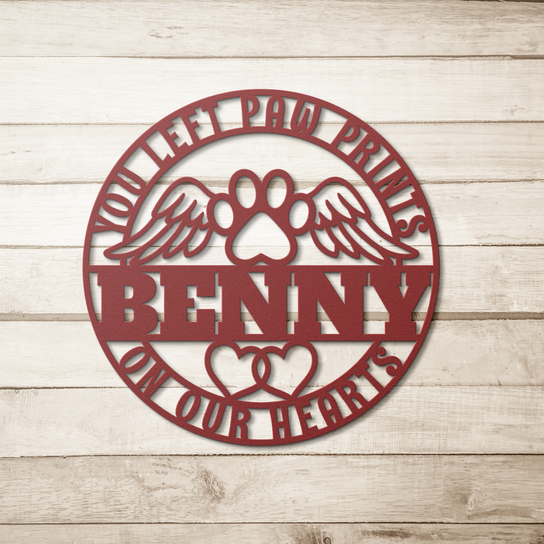 Pet Memorial Sign with Angel Wings and Paw Print/personalized