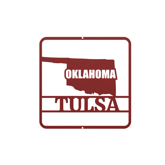 Oklahoma State Map Metal Wall Sign