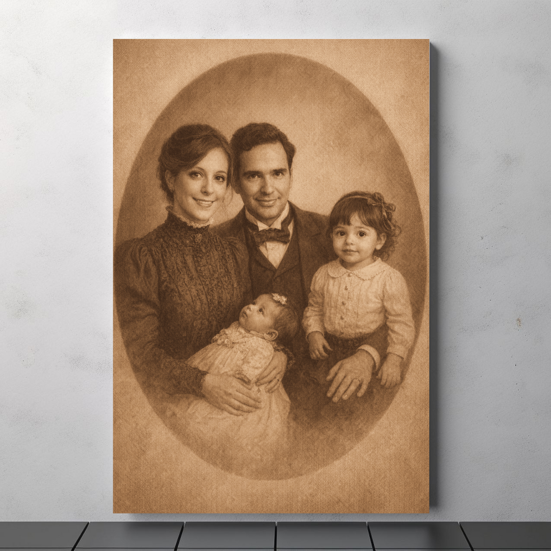 Custom Family Portrait Canvas, Vintage Style Wall Art