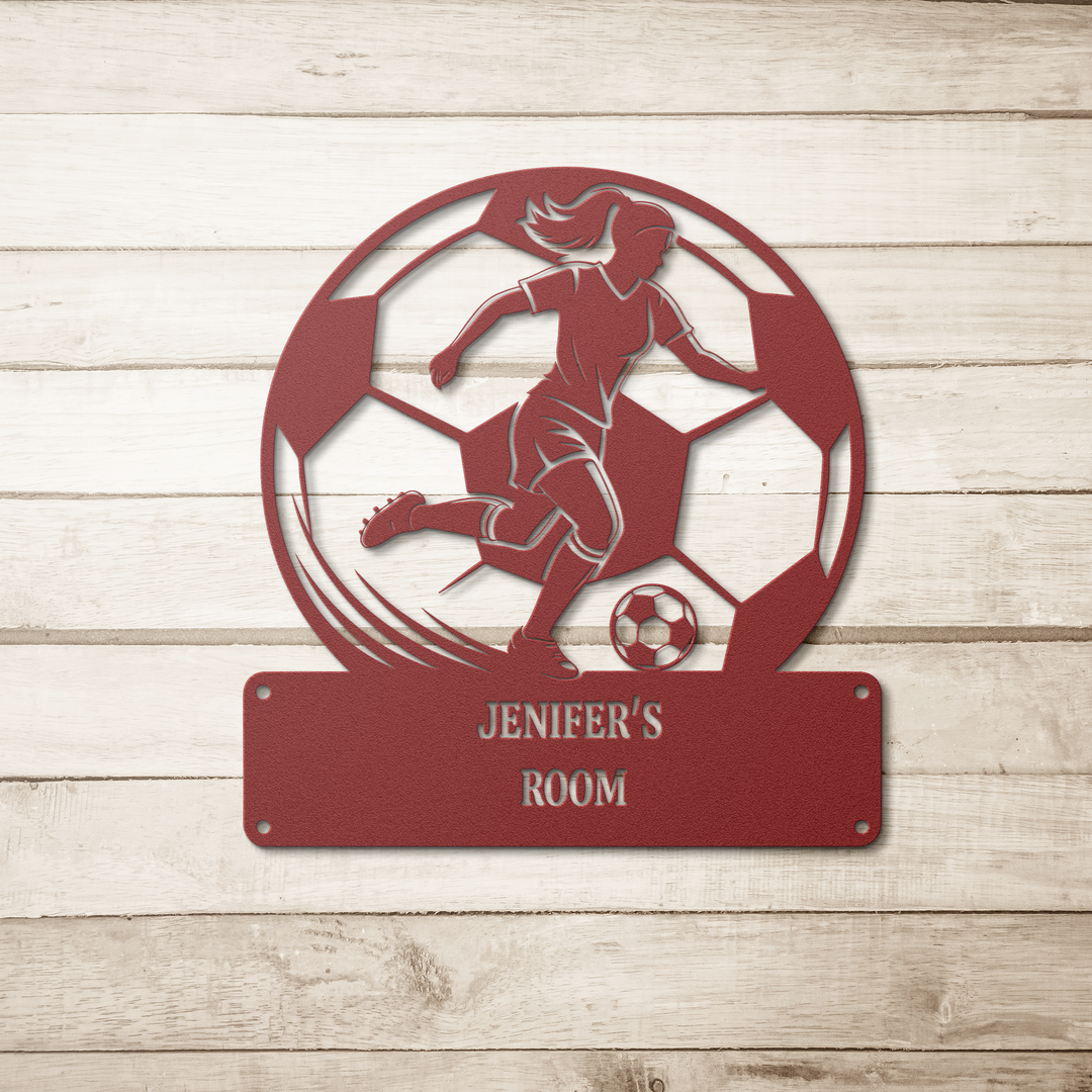 Personalized Soccer Player Metal Wall Art - Custom Sign