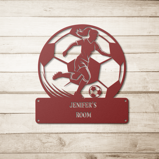 Personalized Soccer Player Metal Wall Art - Custom Sign