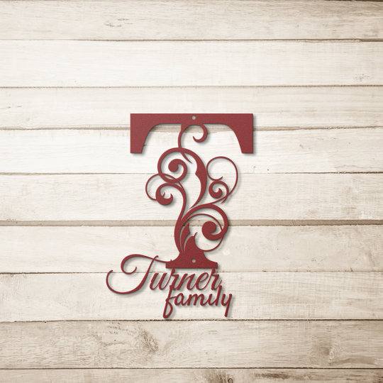 T monogram Personalized Metal Sign - Family Name Wall Art