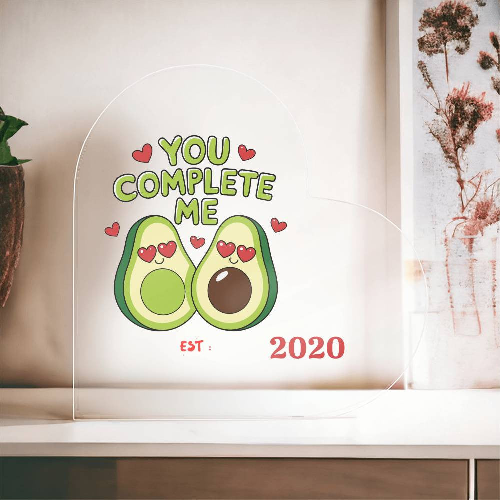 Funny avocado special occasion gift Acrylic Heart Plaque, personalized date or year