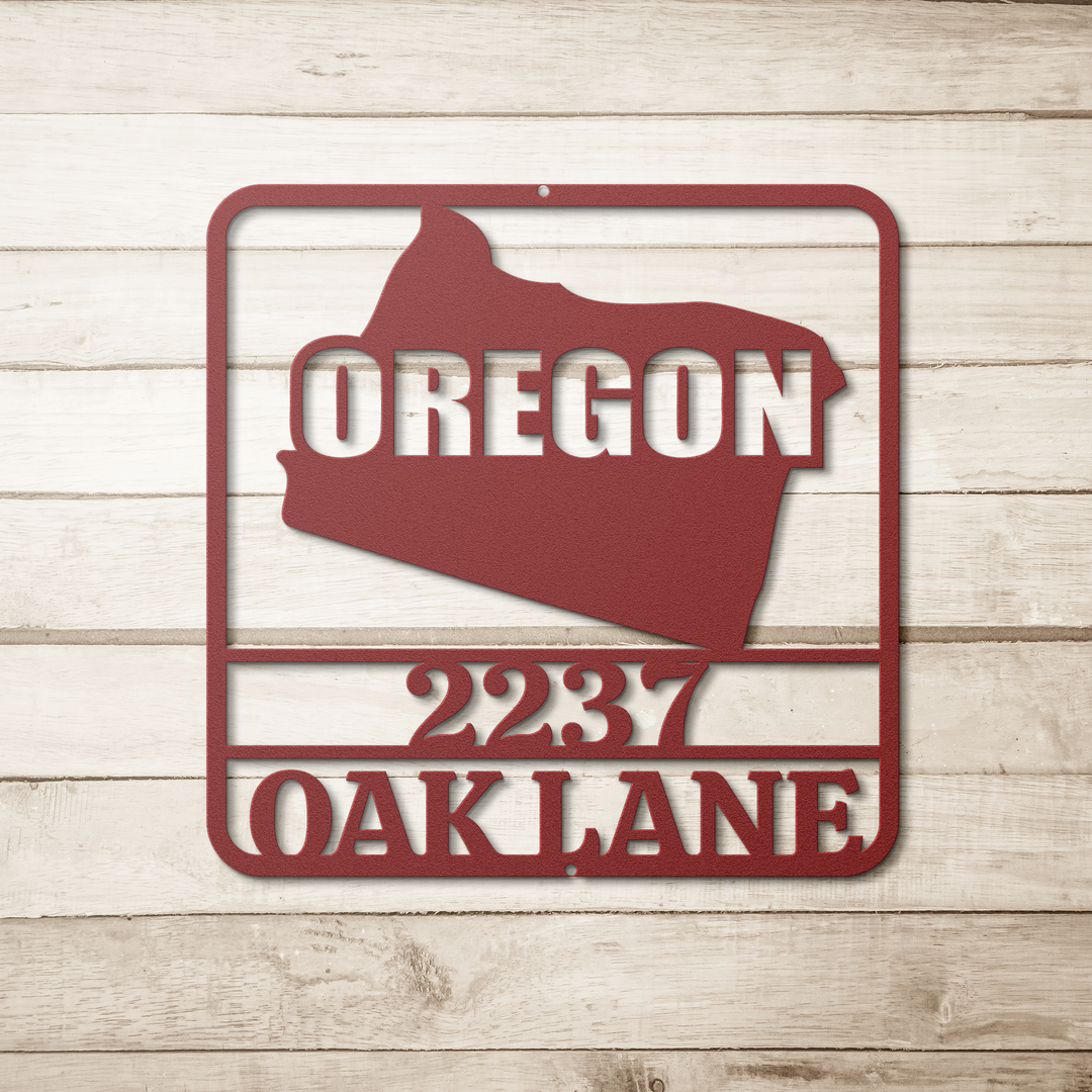 Custom Oregon Address Sign – Personalized Metal Plaque