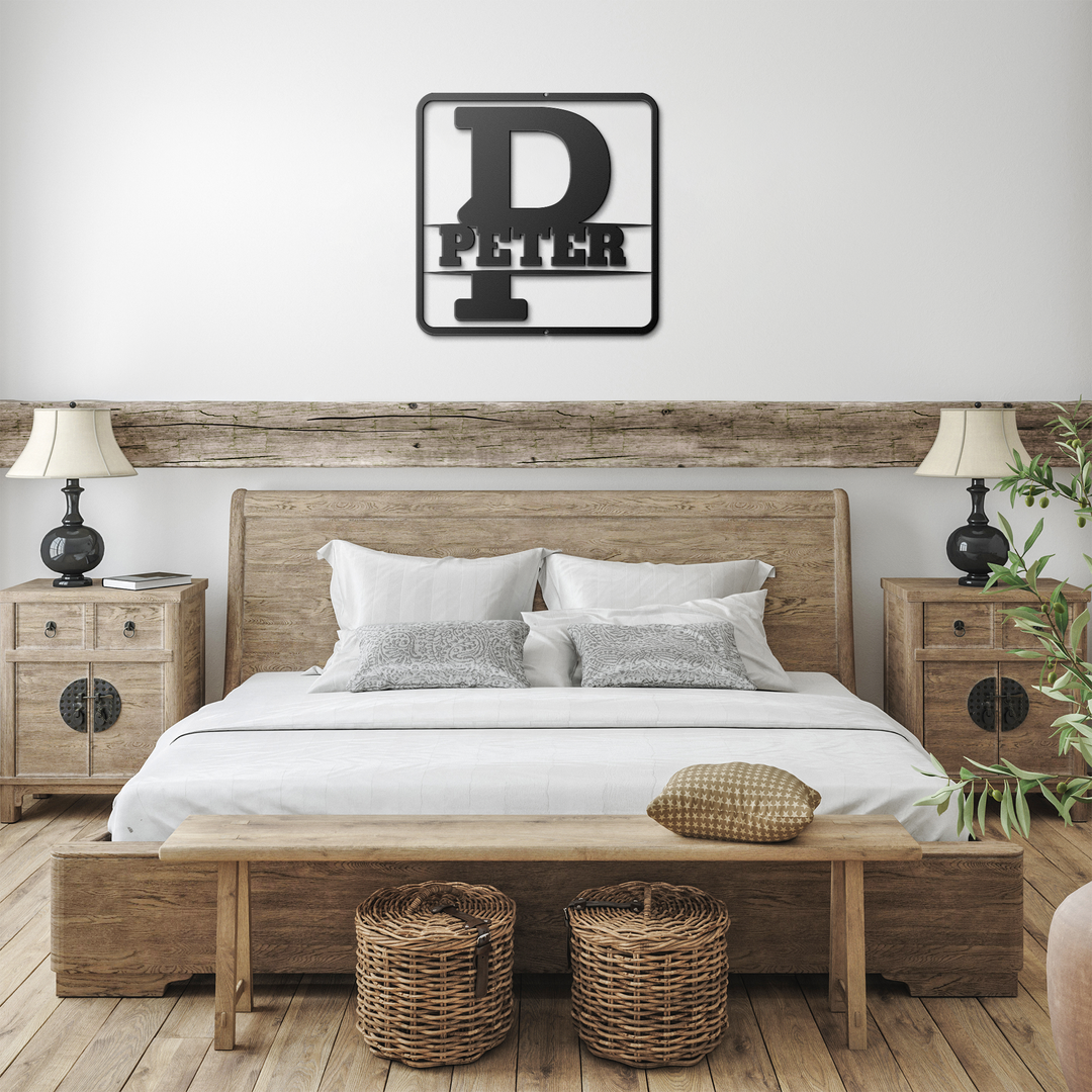 Metal Signs split monogram P PERSONALIZED Wall Art AnywherePOD