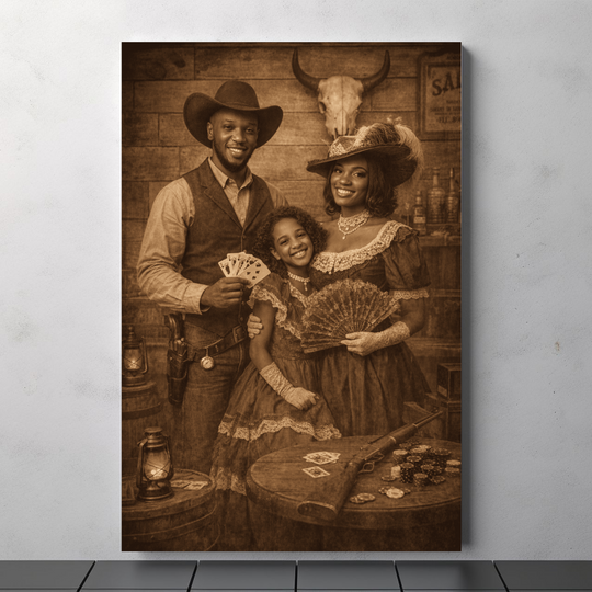 Old West Style Canvas - Personalized Vintage Family Portrait - Tailored Wall Expressions
