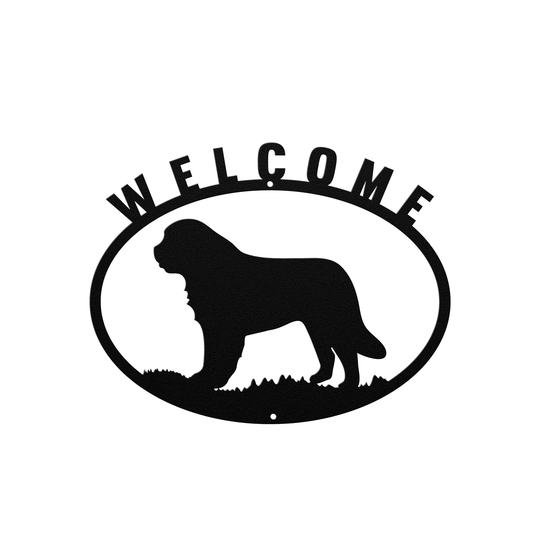 Dog Lover Metal Signs featuring a welcome sign and a dog image Wall Art AnywherePOD