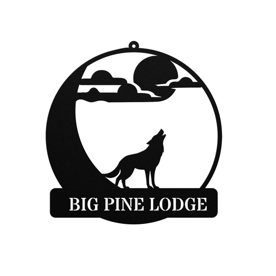 Custom Metal Wolf Sign - Rustic Outdoor Decor