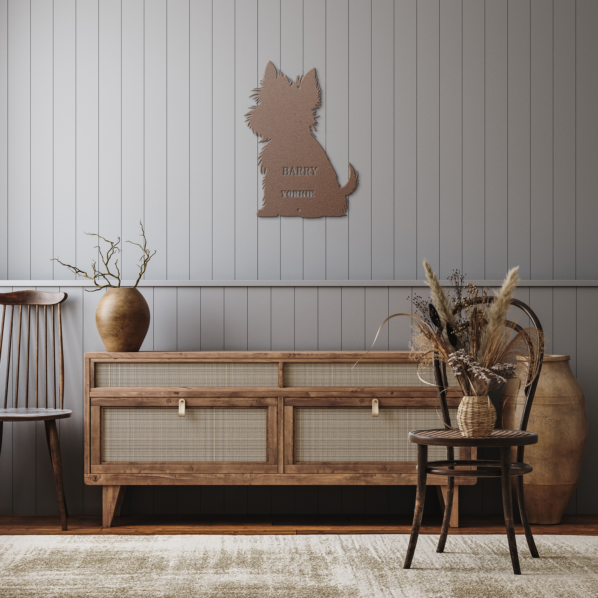 Yorkie Metal Wall Art - Custom Dog Silhouette Sign - Tailored Wall Expressions