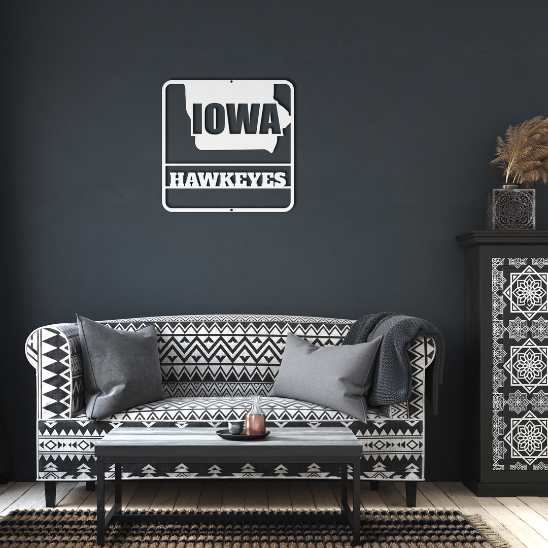 Custom Metal Wall Sign - Indoor Outdoor Decor Iowa map