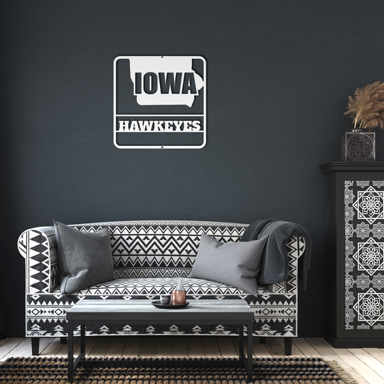 Custom Metal Wall Sign - Indoor Outdoor Decor Iowa map