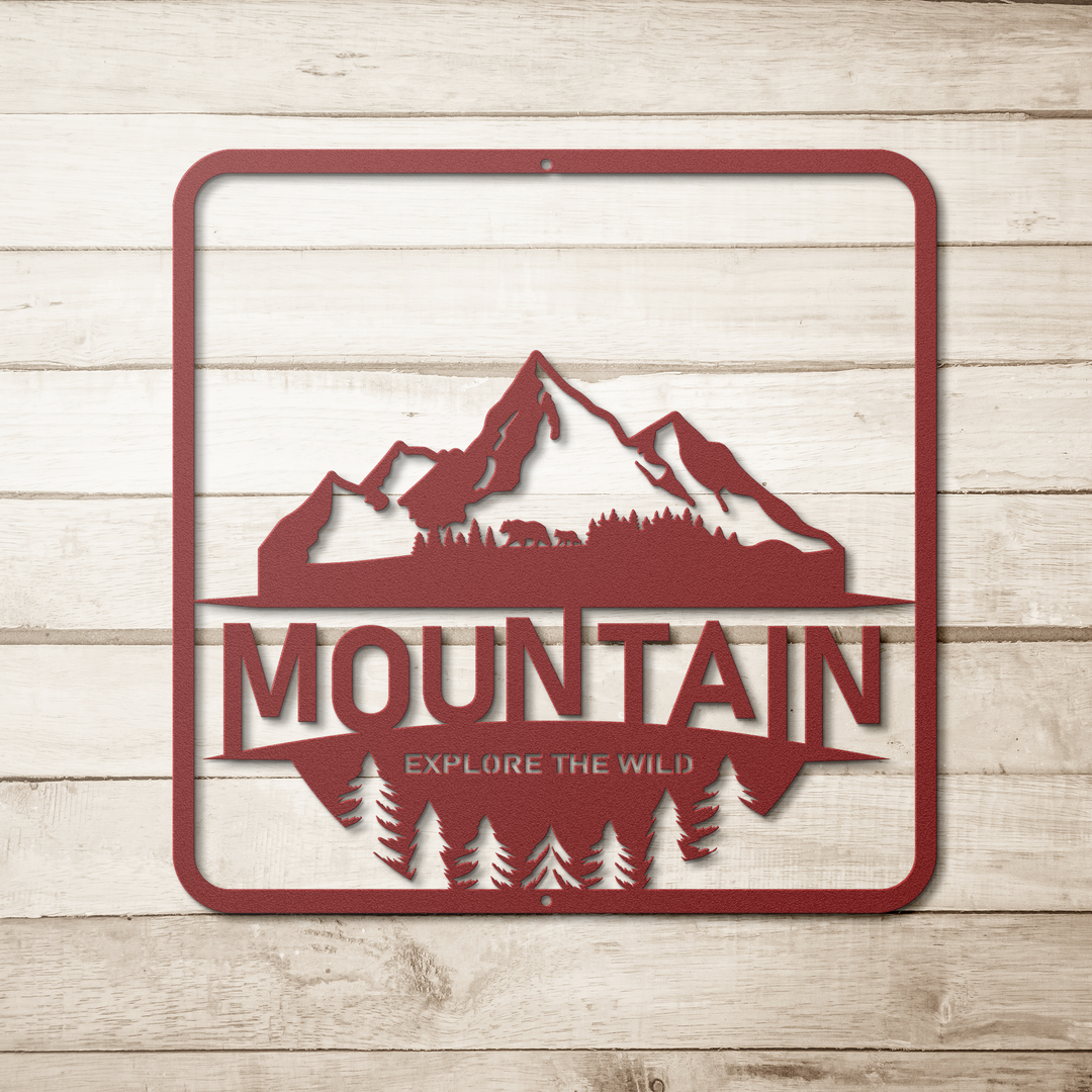 Adventure Metal Signs with a mountain image Wall Art AnywherePOD Red 36 Inch