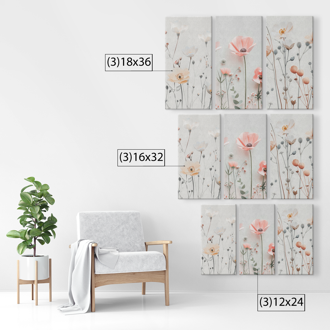 3 Piece Canvas delicate bouquet of soft pastel flowers Canvas AnywherePOD