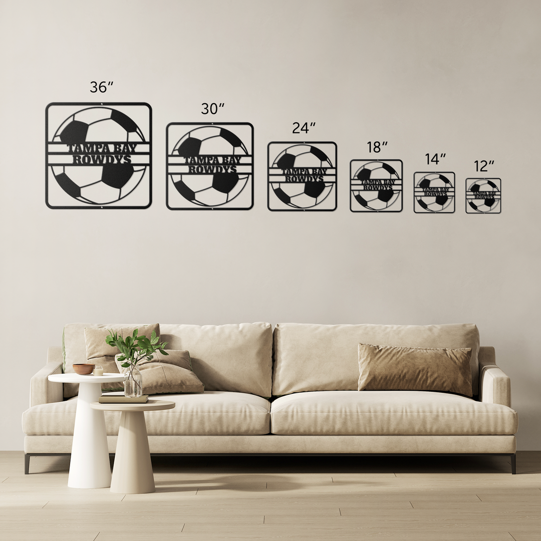 Personalized Soccer Metal Wall Art - Custom Name Decor