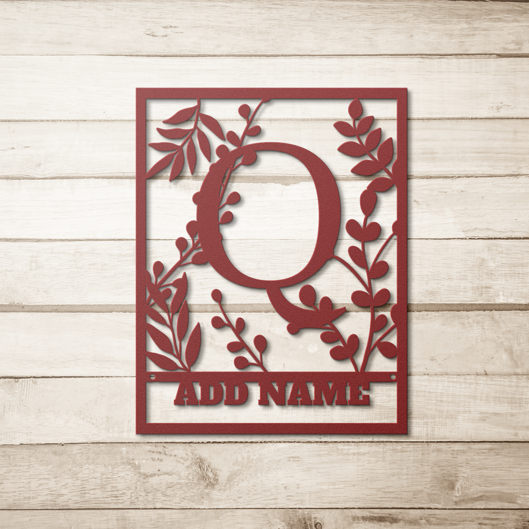 Die-Cut Metal Signs Floral monogram Q