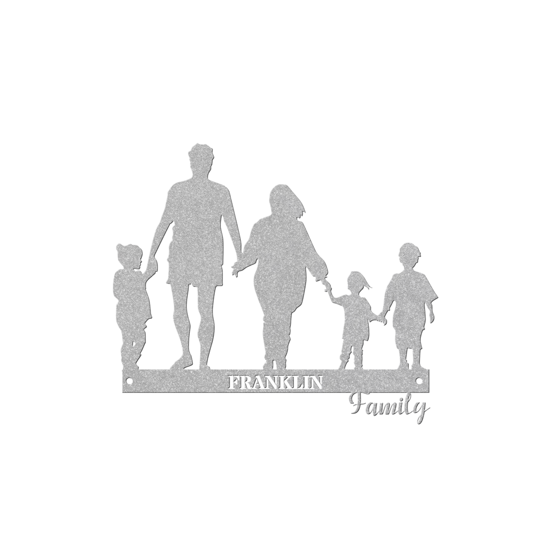 Personalized Family Silhouette Metal Sign