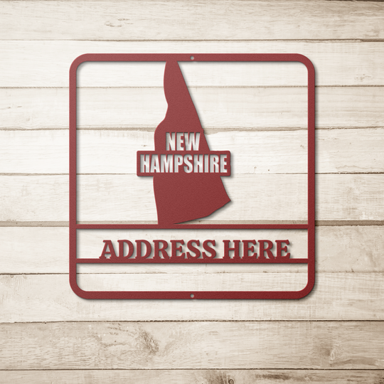 Die-Cut Metal Signs PERSONALIZED STATE MAP OF NEW HAMPSHIRE