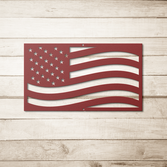 Die-Cut Metal Signs USA Waving Flag