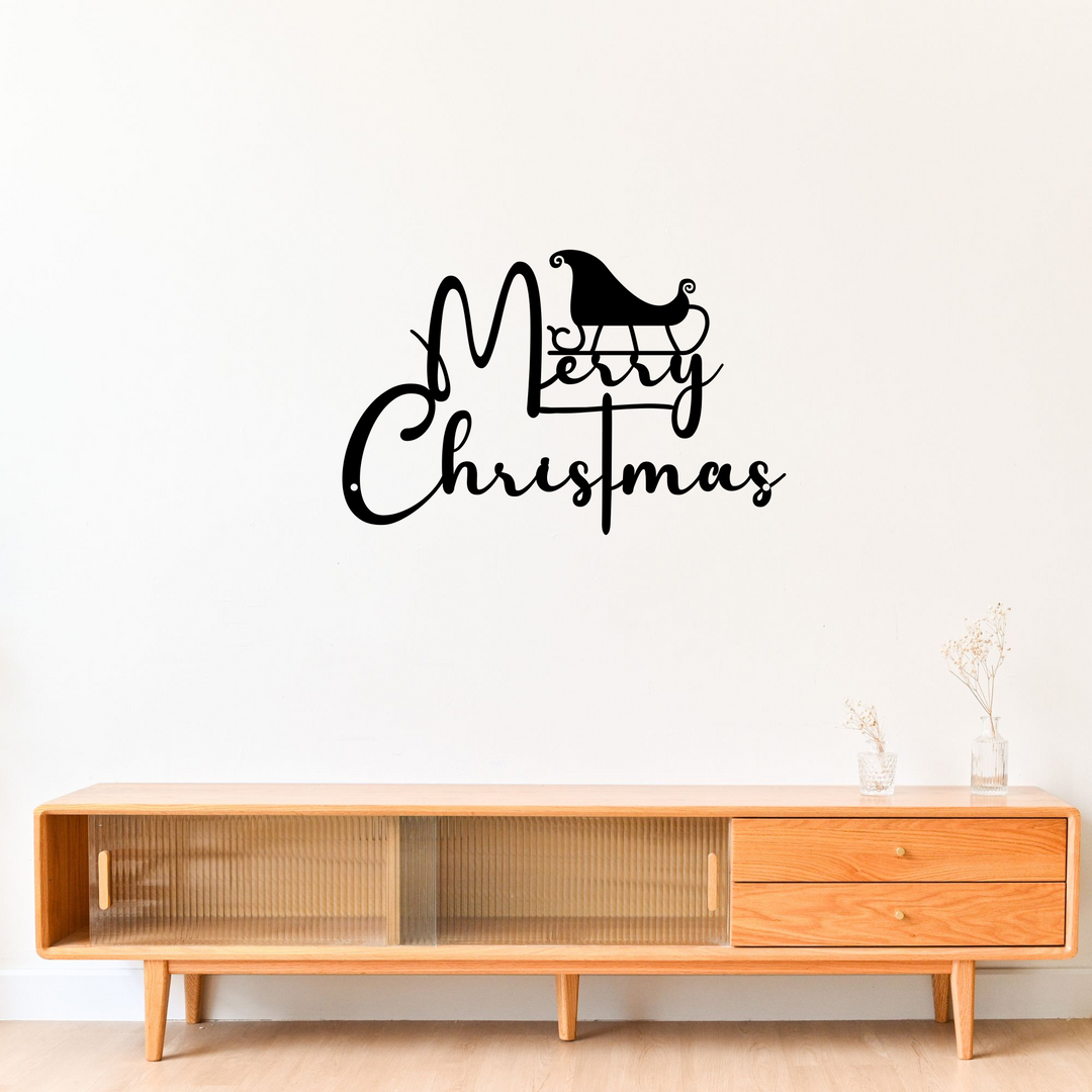 Merry Christmas Metal Wall Art for Holiday Entryway Decor