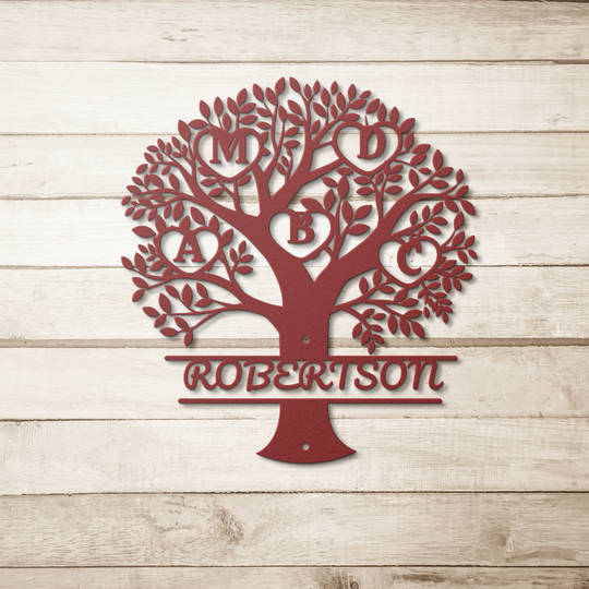 Personalized Metal Tree Sign with Family Name