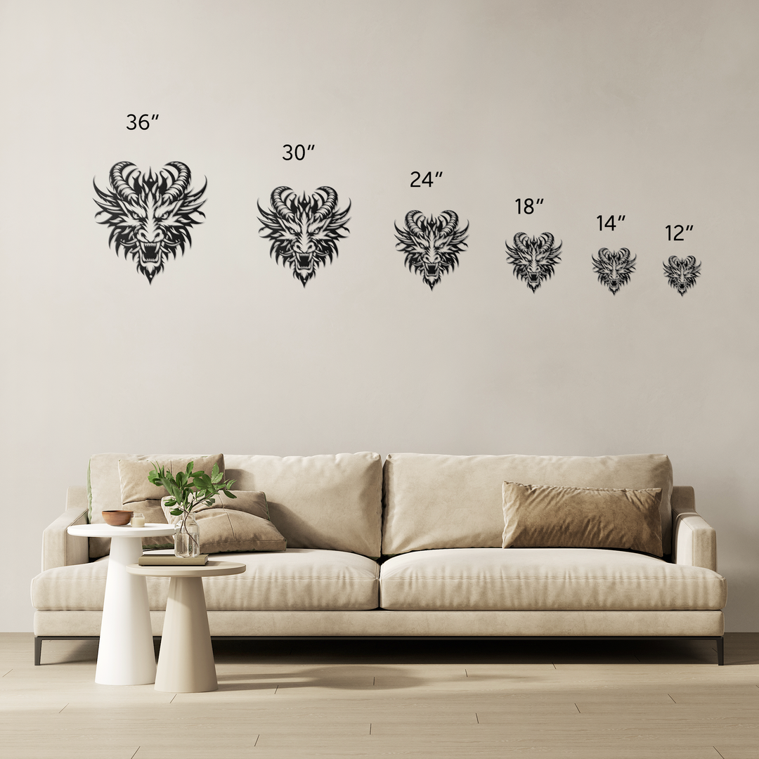 Mythical Dragon Head silhouette, Metal Signs fantasy wall art