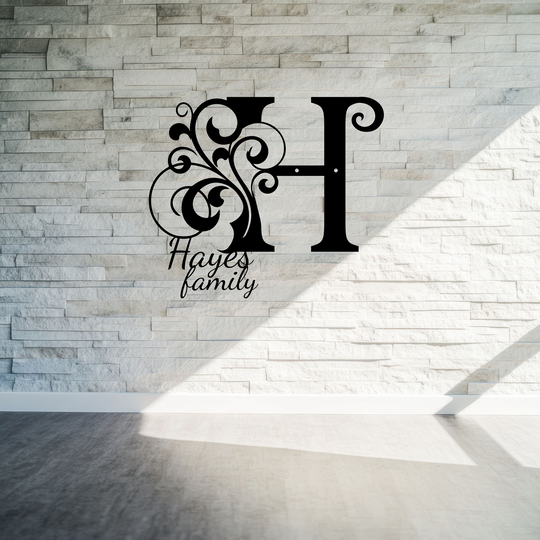 H metal monogram Personalized Metal Sign - Family Name Wall Art