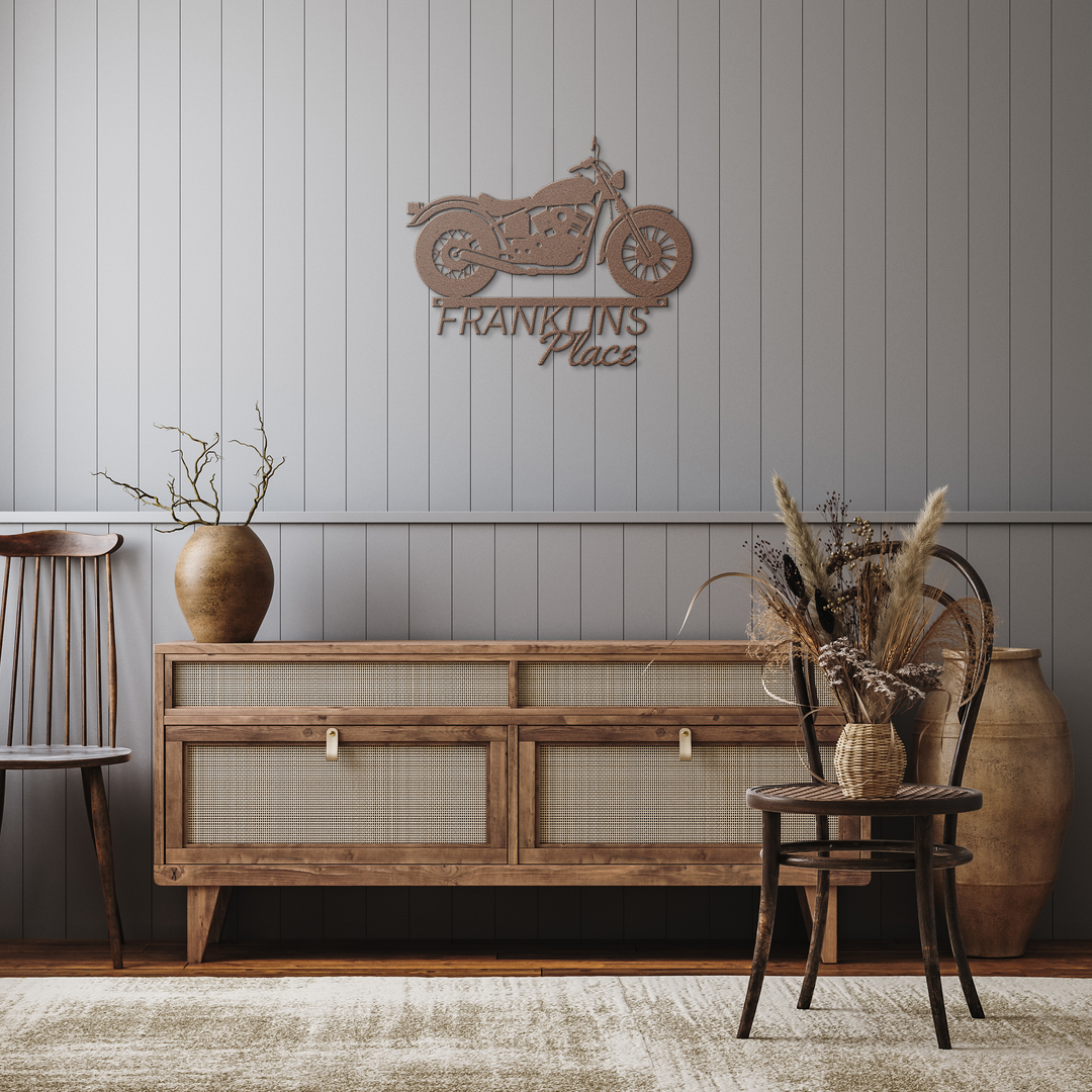 Custom Motorcycle Metal Sign - Personalized Garage Decor