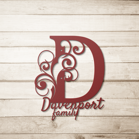 D monogram Personalized Metal Sign - Family Name Wall Art