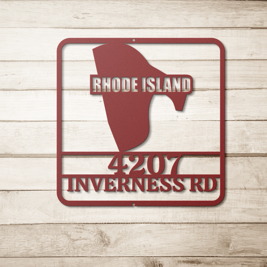 Rhode Island Custom Outdoor Metal Address Sign - Personalized Home Decor