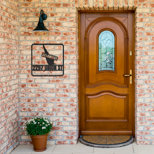 Delaware Custom Metal Address Sign - Personalized Outdoor Plaque