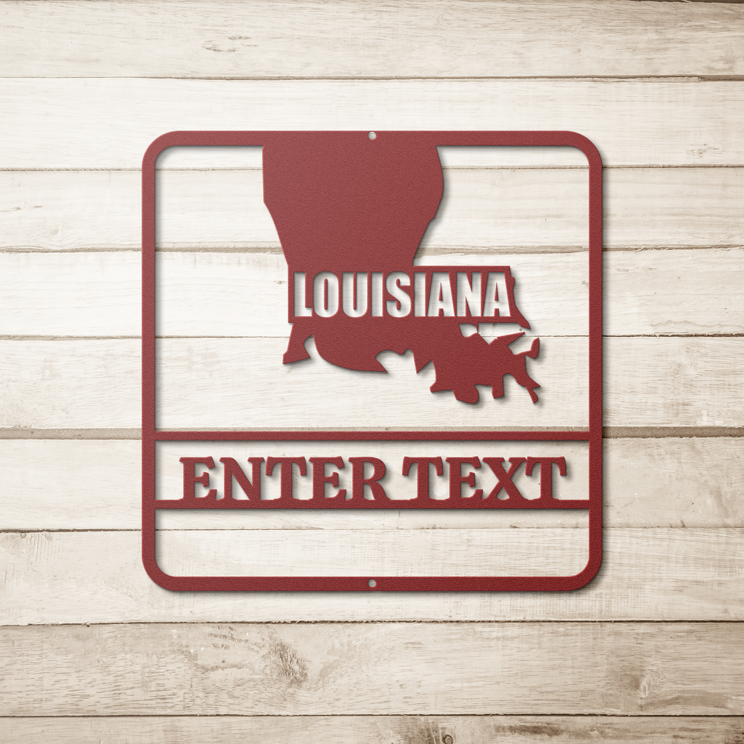 Die-Cut Metal Signs custom map of Louisiana PERSONALIZED