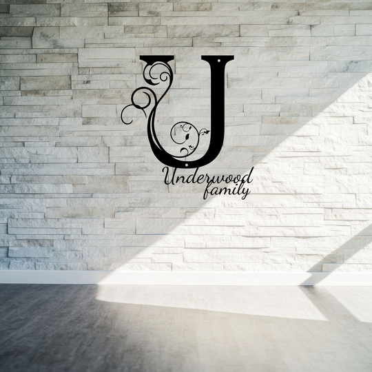 U monogram Personalized Metal Sign - Family Name Wall Art