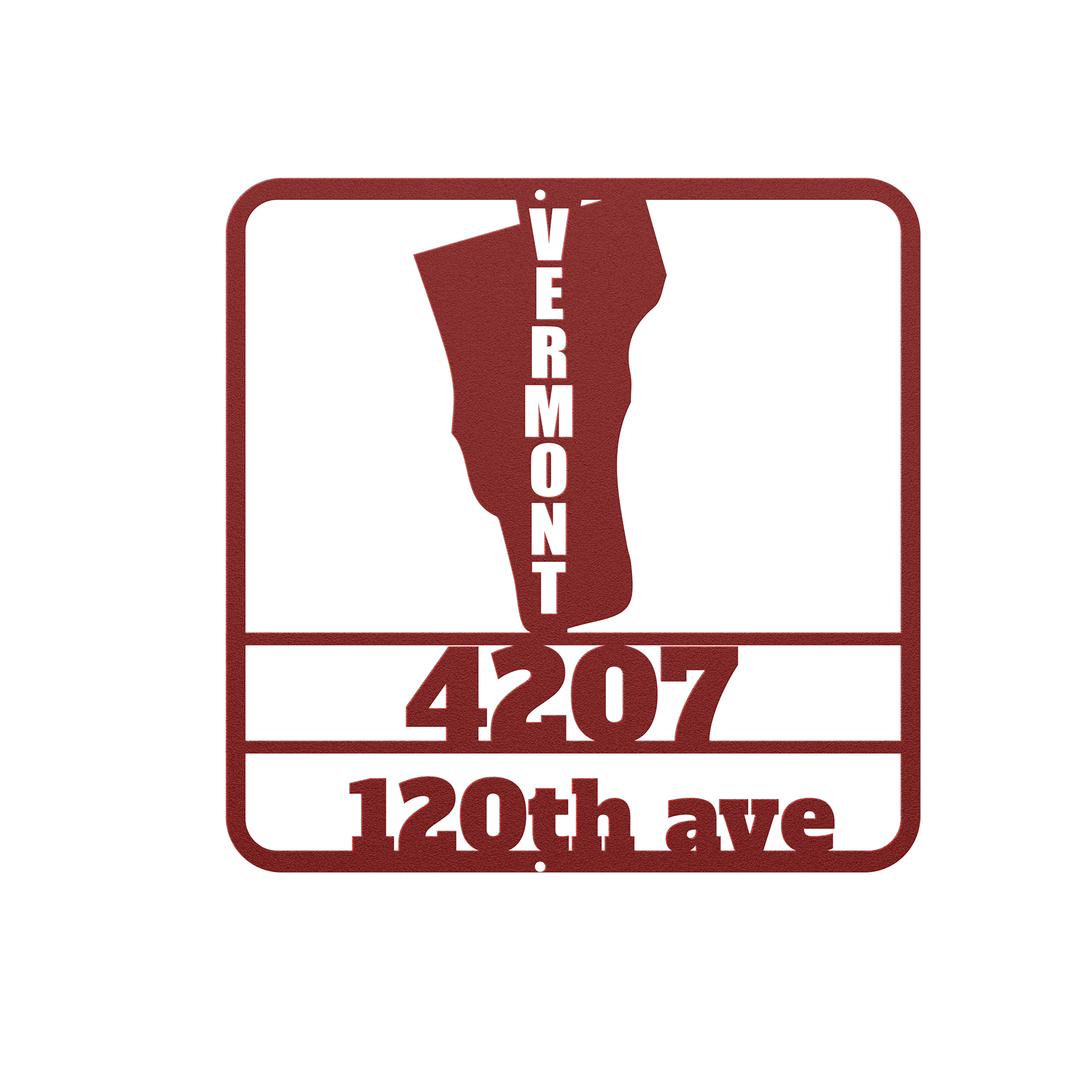 Custom Vermont Metal State Sign - Personalized Address Plaque