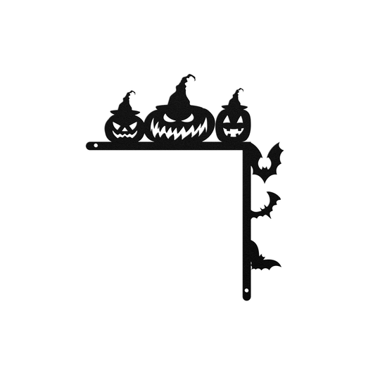 Die-Cut Metal Signs door corner Halloween art scary pumpkin & bat